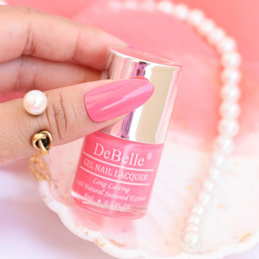 DeBelle Gel Nail Polish Bebe' Kiss (Hot Pink Nail Paint)|Non UV - Gel Finish |Chip Resistant | Seaweed Enriched Formula| Long Lasting|Cruelty and Toxic Free| 8ml Glossy Finish